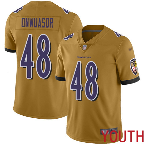 Baltimore Ravens Limited Gold Youth Patrick Onwuasor Jersey NFL Football #48 Inverted Legend